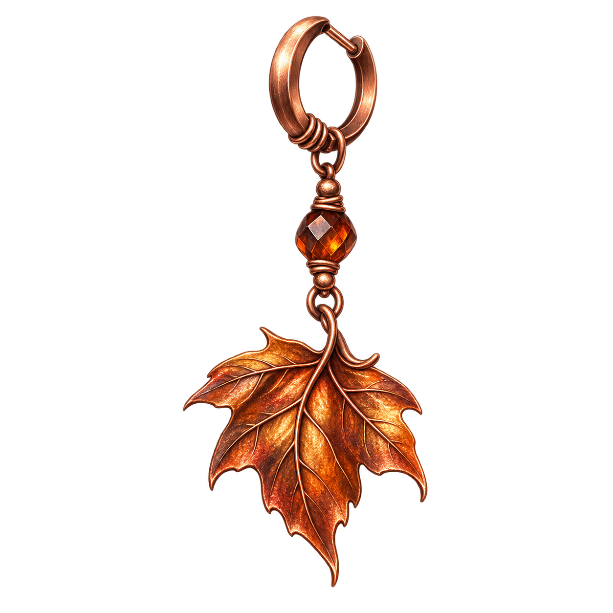 Copper Leaf Ear Pendant